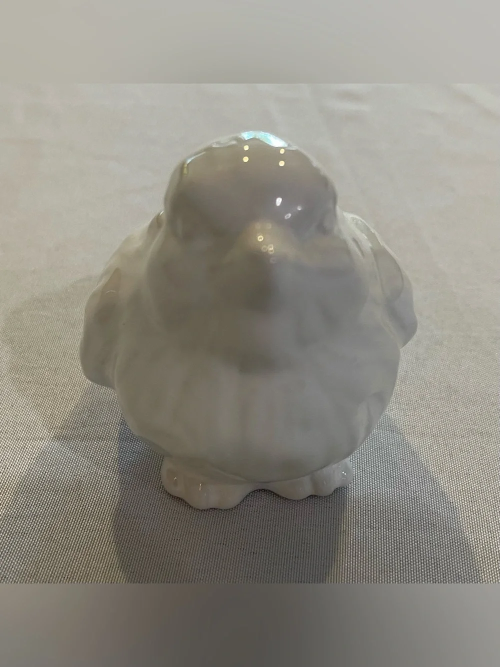 White Ceramic Bird Figurine Small Sparrow Cottage Farmhouse Shelf Decor